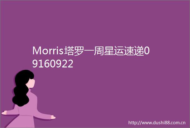 Morris塔罗一周星运速递09160922