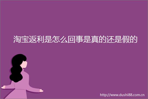 淘宝返利是怎么回事是真的还是假的