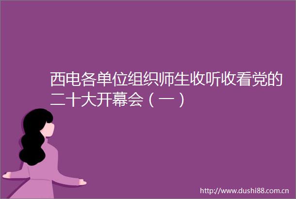 西电各单位组织师生收听收看党的二十大开幕会（一）