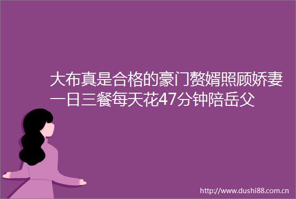 大布真是合格的豪门赘婿照顾娇妻一日三餐每天花47分钟陪岳父