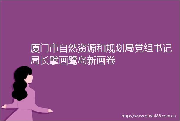 厦门市自然资源和规划局党组书记局长擘画鹭岛新画卷