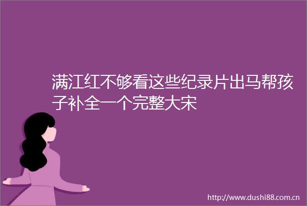 满江红不够看这些纪录片出马帮孩子补全一个完整大宋