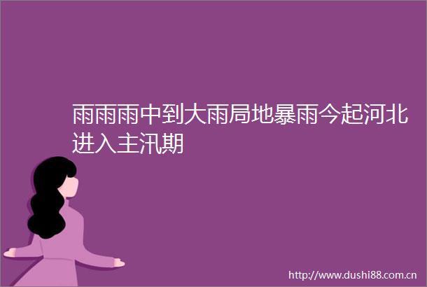 雨雨雨中到大雨局地暴雨今起河北进入主汛期