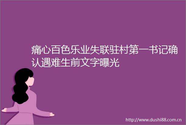 痛心百色乐业失联驻村第一书记确认遇难生前文字