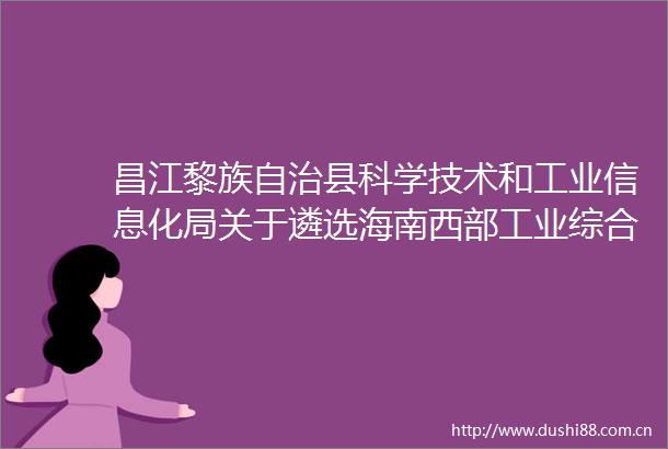 昌江黎族自治县科学技术和工业信息化局关于遴选海南西部工业综合服务物流园项目风险性评估服务机构结果的公示