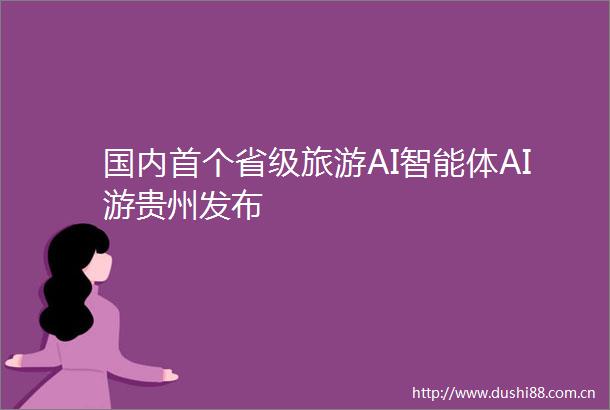 国内首个省级旅游AI智能体AI游贵州发布
