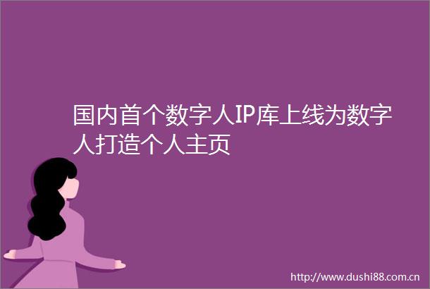 国内首个数字人IP库上线为数字人打造个人主页