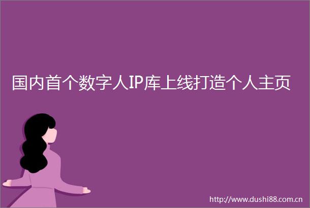 国内首个数字人IP库上线打造个人主页