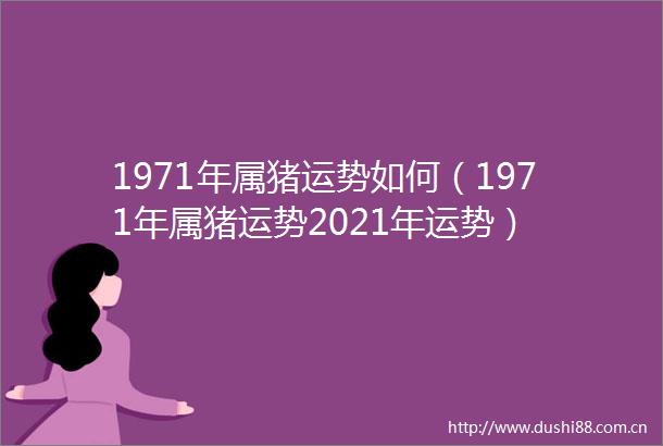1971年属猪运势如何（1971年属猪运势2021年运势）