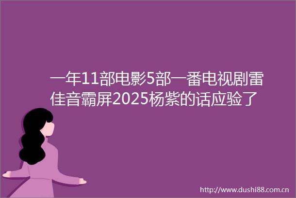 一年11部电影5部一番电视剧雷佳音霸屏2025杨紫的话应验了