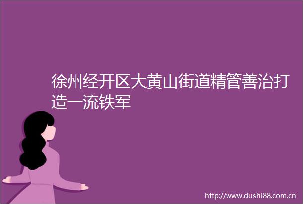 徐州经开区大黄山街道精管善治打造一流铁军