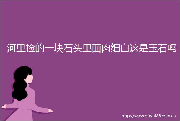 河里捡的一块石头里面肉细白这是玉石吗