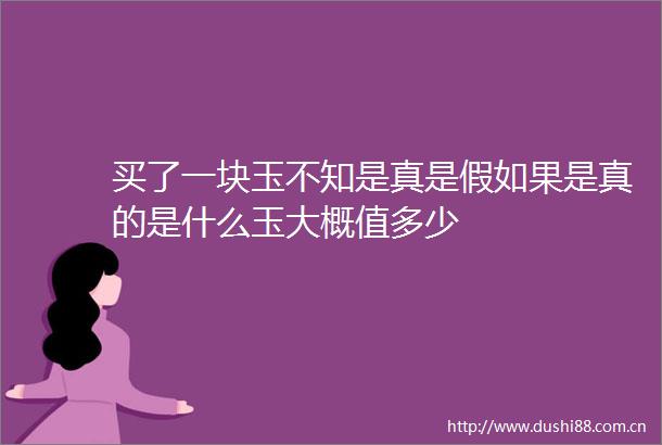 买了一块玉不知是真是假如果是真的是什么玉大概值多少