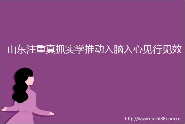 山东注重真抓实学推动入脑入心见行见效