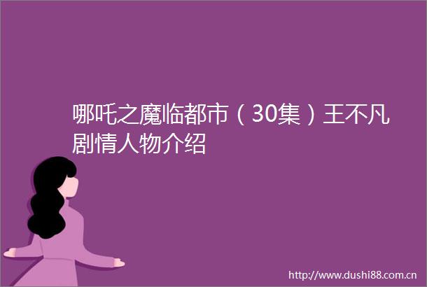 哪吒之魔临都市（30集）王不凡剧物介绍