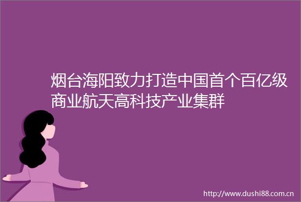 烟台海阳致力打造首个百亿级商业航天高科技产业集群