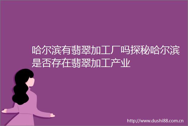 哈尔滨有翡翠加工厂吗探秘哈尔滨是否存在翡翠加工产业