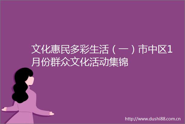 文化惠民多彩生活（一）市中区1月份群众文化活动集锦