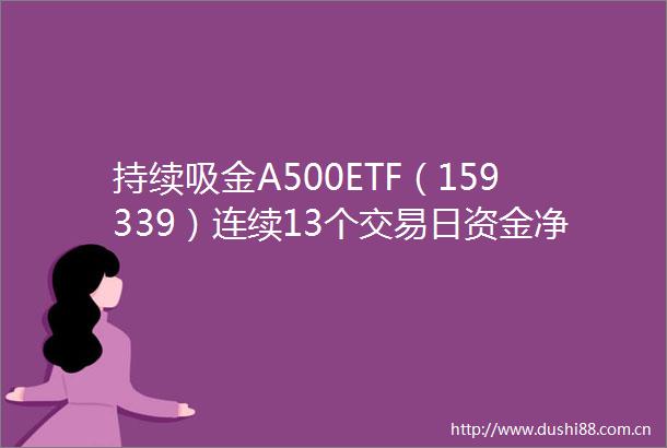持续吸金A500ETF（159339）连续13个交易日资金净流入