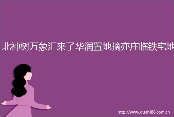 北神树万象汇来了华润置地摘亦庄临铁宅地