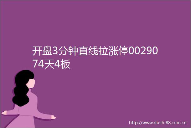 开盘3分钟直线拉涨停0029074天4板