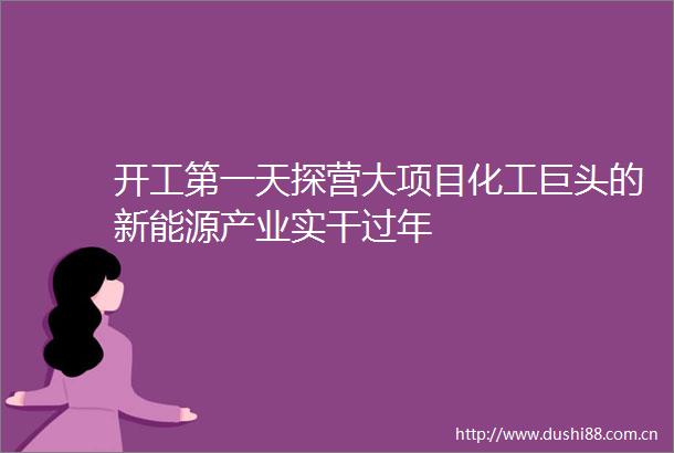 开工第一天探营大项目化工巨头的新能源产业实干过年