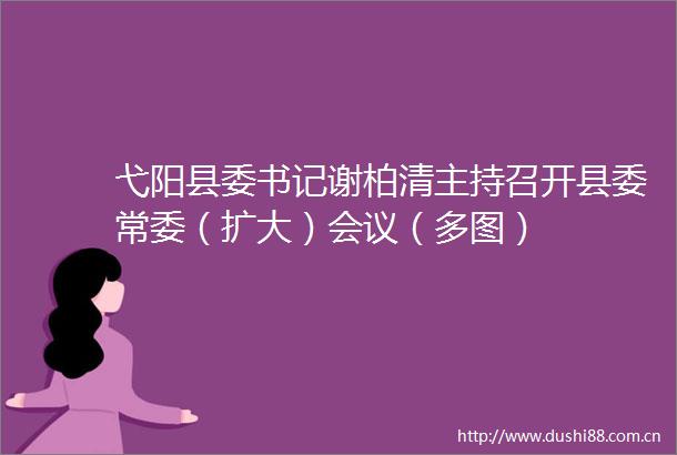 弋阳县委书记谢柏清主持召开县委常委（扩大）会议（多图）