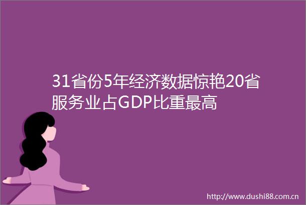 31省份5年经济数据惊艳20省服务业占GDP比重最高