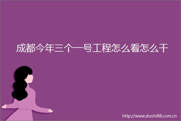 成都今年三个一号工程怎么看怎么干