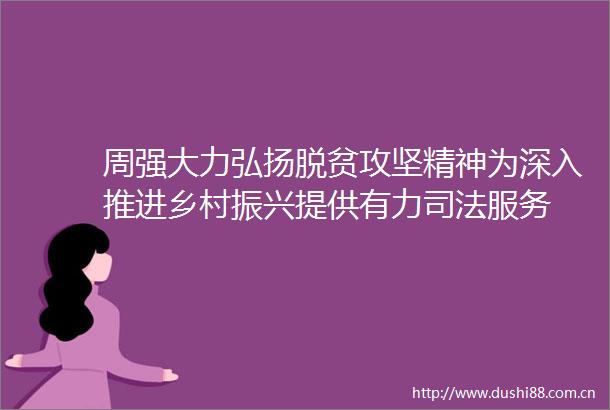 周强大力弘扬脱贫攻坚精神为深入推进乡村振兴提供有力司法服务