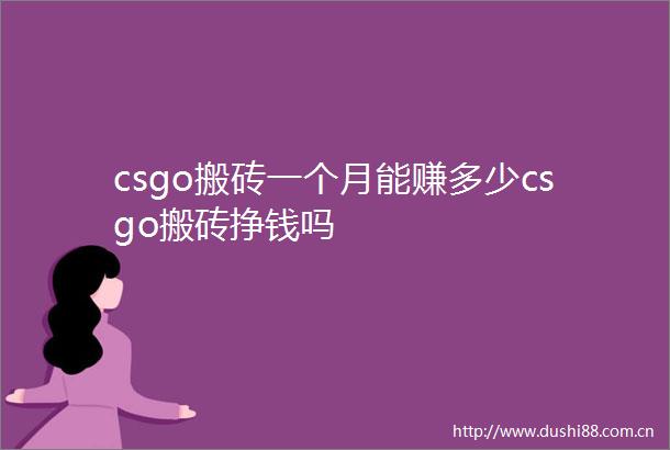 csgo搬砖一个月能赚多少csgo搬砖挣钱吗