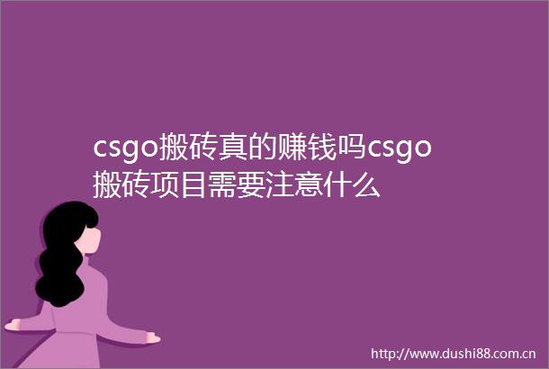 csgo搬砖真的赚钱吗csgo搬砖项目需要注意什么