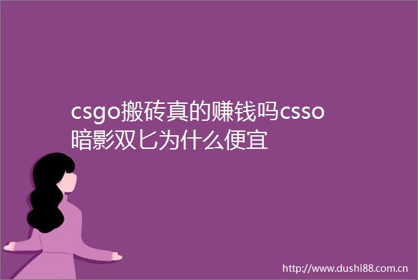 csgo搬砖真的赚钱吗csso暗影双匕为什么便宜