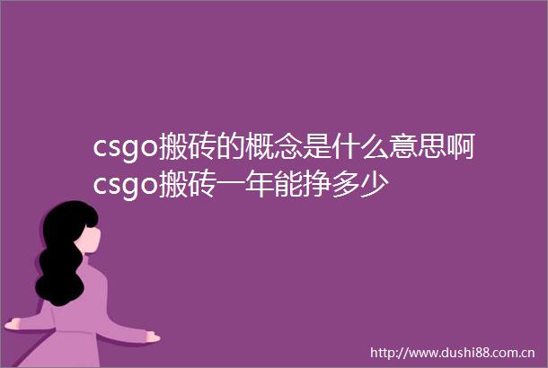 csgo搬砖的概念是什么意思啊csgo搬砖一年能挣多少