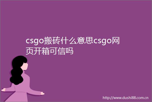 csgo搬砖什么意思csgo网页开箱可信吗