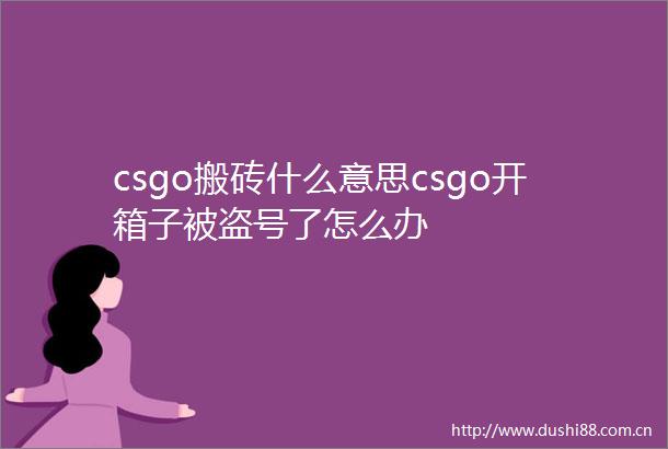 csgo搬砖什么意思csgo开箱子被盗号了怎么办