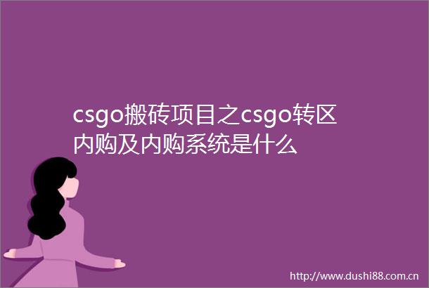 csgo搬砖项目之csgo转区内购及内购系统是什么