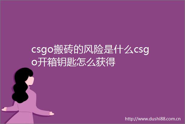 csgo搬砖的风险是什么csgo开箱钥匙怎么获得