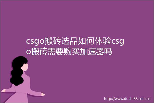 csgo搬砖选品如何体验csgo搬砖需要购买加速器吗
