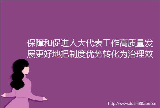 保障和促进人大代表工作高质量发展更好地把制度优势转化为治理效能