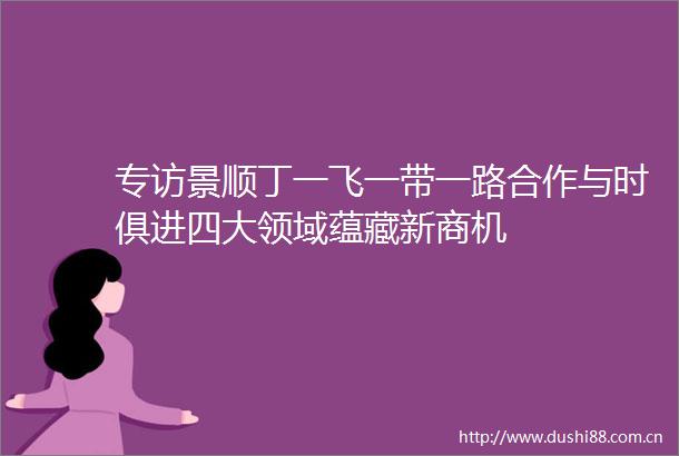 专访景顺丁一飞一带一路合作与时俱进四大领域蕴藏新商机