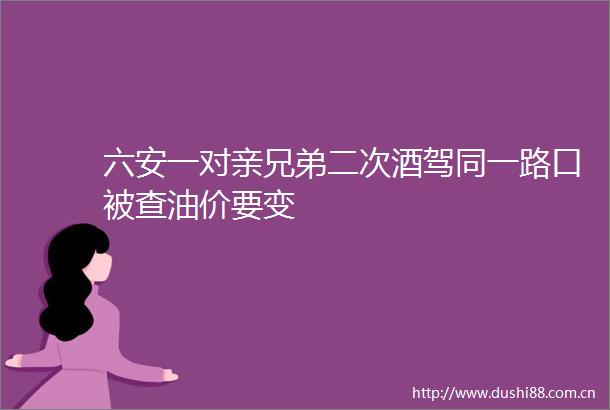 六安一对亲兄弟二次酒驾同一路口被查油价要变
