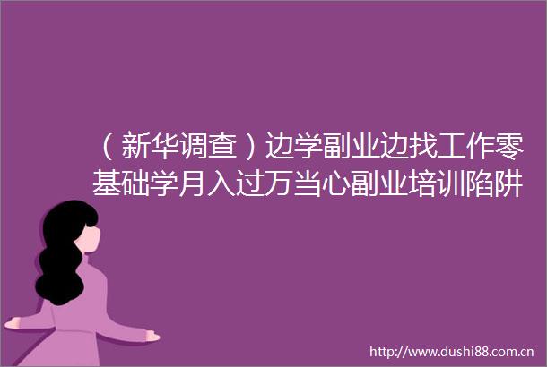 （新华调查）边学副业边找工作零基础学月入过万当心副业培训陷阱