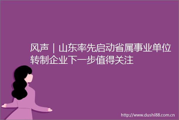 风声｜山东率先启动省属事业单位转制企业下一步值得关注