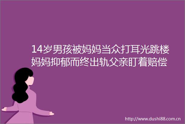 14岁男孩被妈妈当众打耳光跳楼妈妈抑郁而终出轨父亲盯着赔偿