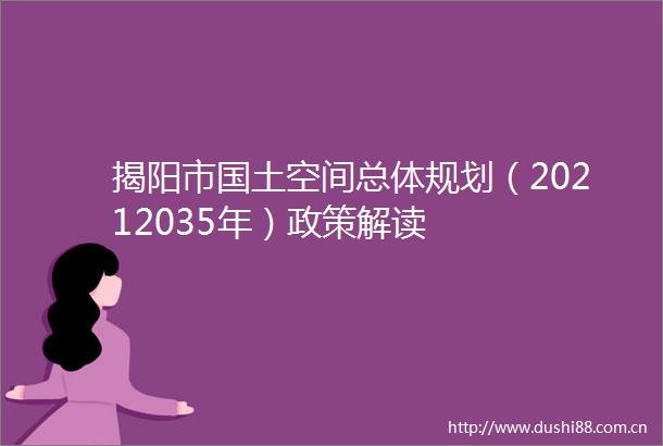 揭阳市国土空间总体规划（20212035年）政策解读