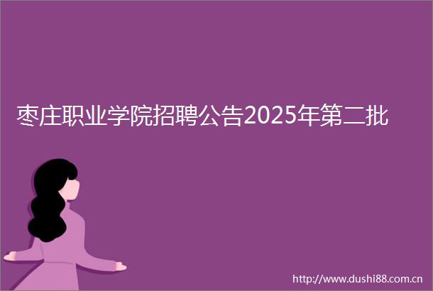 枣庄职业学院招聘公告2025年第二批