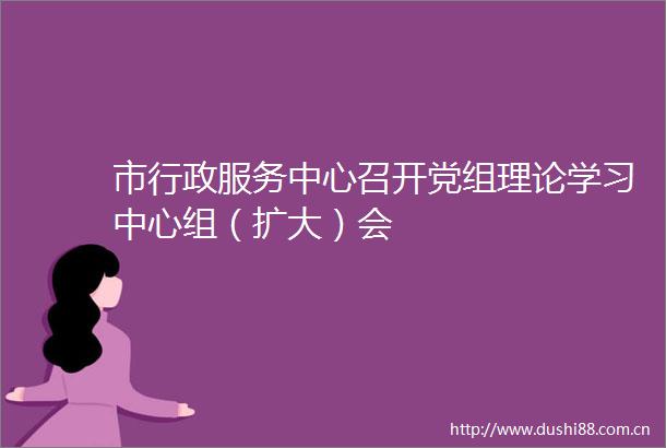 市行政服务中心召开党组理论学习中心组（扩大）会