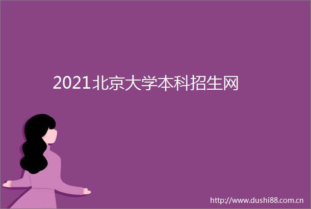 2021北京大学本科招生网
