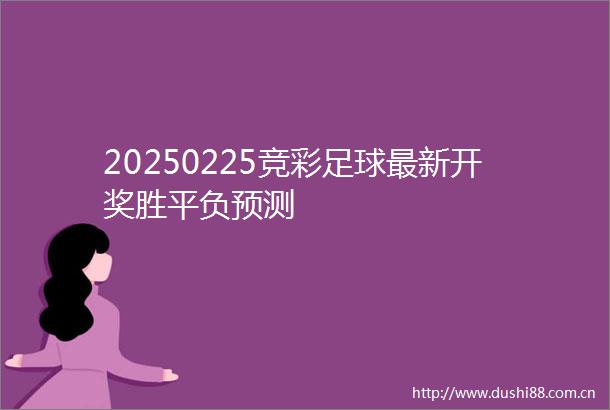 20250225竞彩足球最新开奖胜平负预测